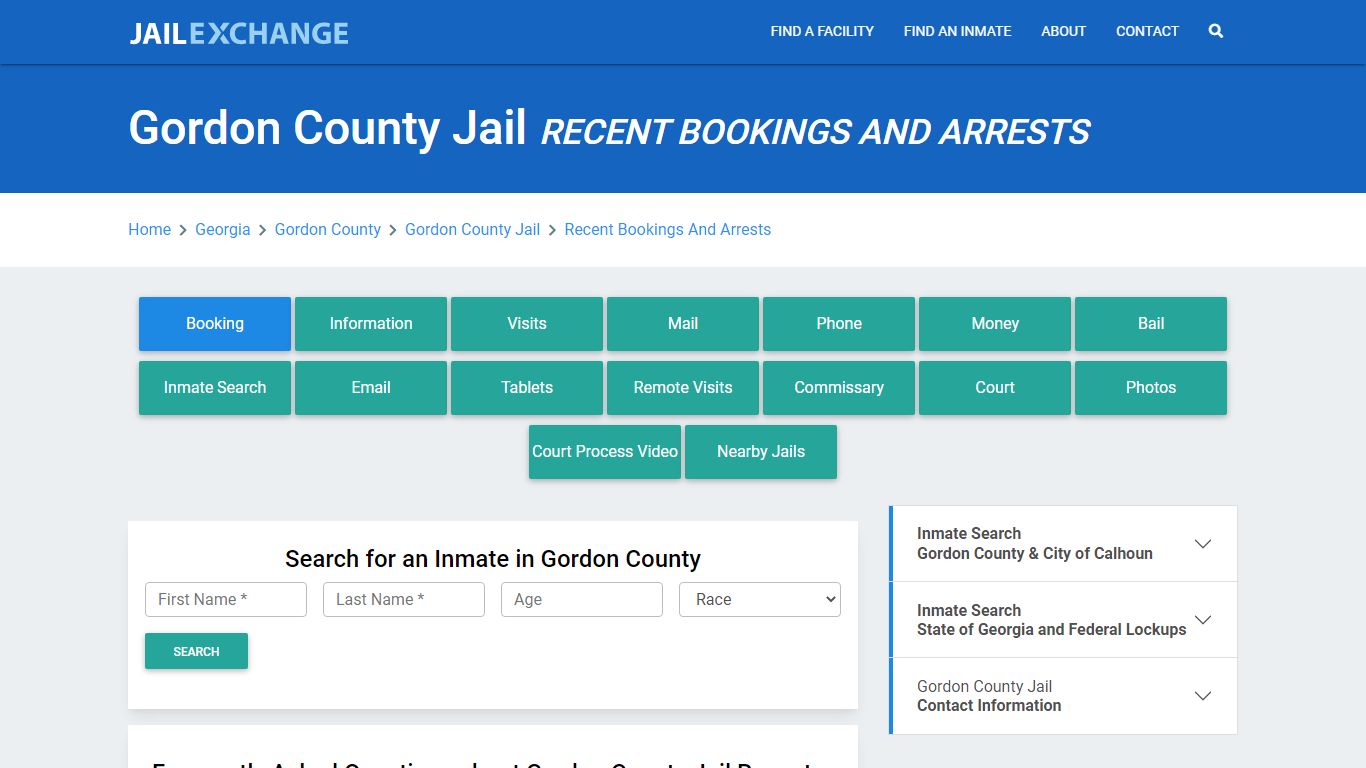 Gordon County Jail Recent Bookings And Arrests - Jail Exchange