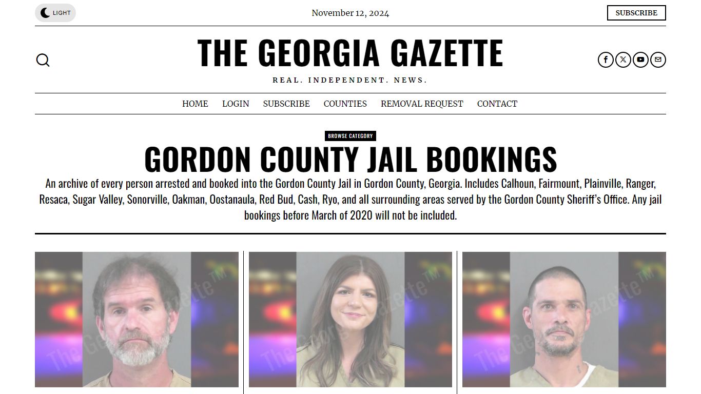 Gordon County Jail Bookings - The Georgia Gazette