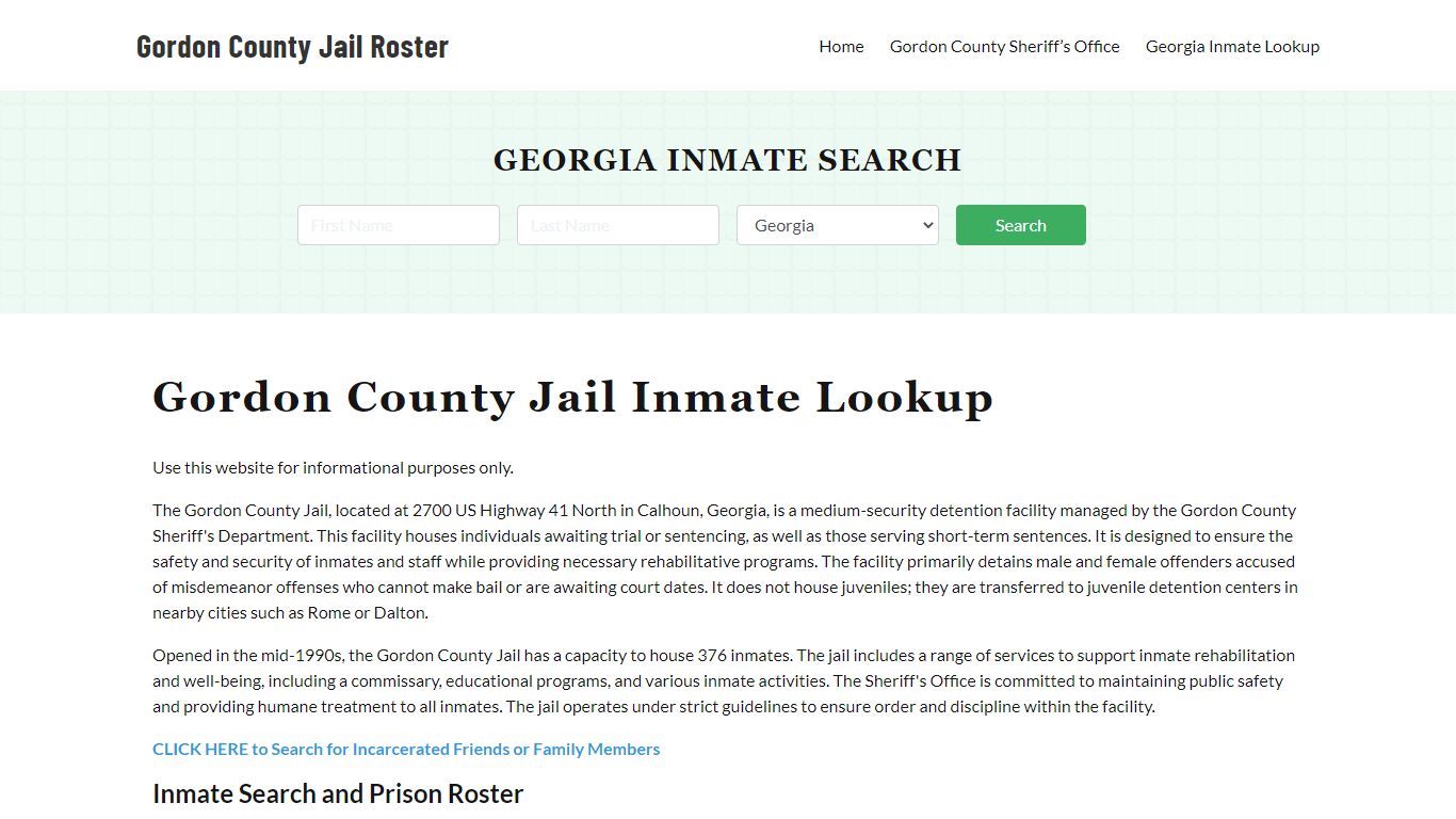 Gordon County Jail Roster Lookup, GA, Inmate Search