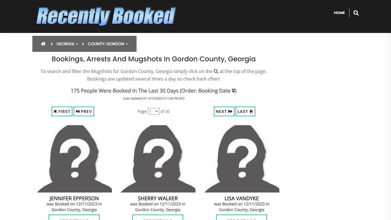 Recent bookings, Arrests, Mugshots in Gordon County, Georgia